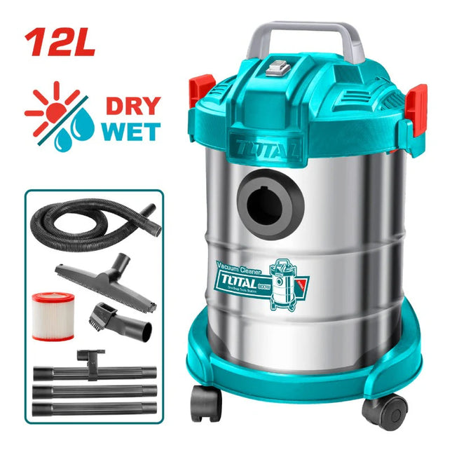 ASPIRADORA Y SOPLADORA PARA HUMEDO Y SECO 12L 800W INCLUYE ACCESOSIROS SUPER TOTAL